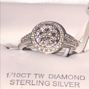 NIB Engagement Diamond Sterling Silver Ring Size 7